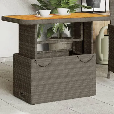 Image de vidaXL Table de jardin Gris 90x55x71 cm Poly rotin et bois d'acacia