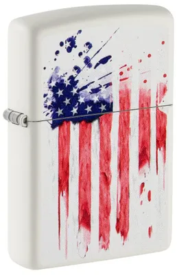Produktbild von Zippo Sturmfeuerzeug - Modell US Flag mit White Matte Finish & Color Image - Nac