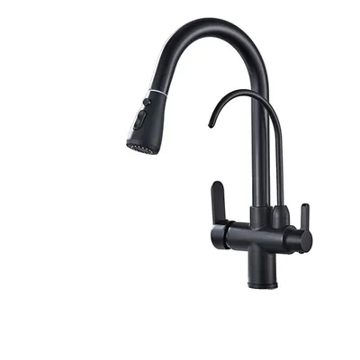 Produktbild von Küchenarmatur, Dual-Handle, Ausziehbare Sprühfunktion, Schwarz