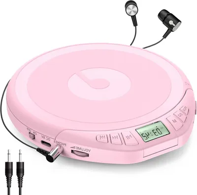 Productafbeelding van Draagbare cd-speler - Persoonlijke discman - Muziek luisteren - Anti-skip bescherming - 19.1 cm breed - Roze