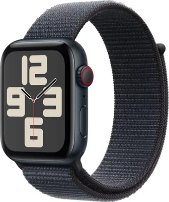 Produktbild von Apple Watch SE GPS + Cellular 44mm Aluminium Gehäuse Schwarz Sport Loop Armband