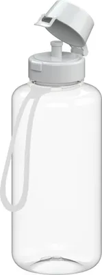 Produktbild von Trinkflasche "School" 1,0 l - Robuste Tritan Flasche für Kinder und Erwachsene inkl. Strap und praktischem Verschluss - transluzent-rot/weiß