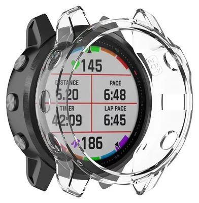 Immagine prodotto di Custodia subtel TPU compatibile con Garmin Fenix 6S / Fenix 6S Pro - 42mm protezione, bumper per smartwatch bracciale fitness, Trasparente, assorbe urti, evita danni e costose riparazioni