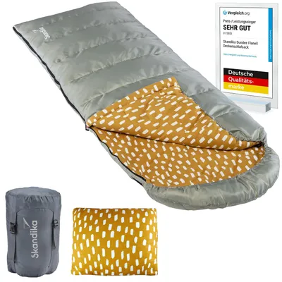 Produktbild von Skandika Deckenschlafsack Dundee Flanell | Baumwolle, Luxus-Qualität, koppelbar, Doppelschlafsack, 3 Jahreszeiten, bis -20°C, 220 x 80 cm/ 160 cm