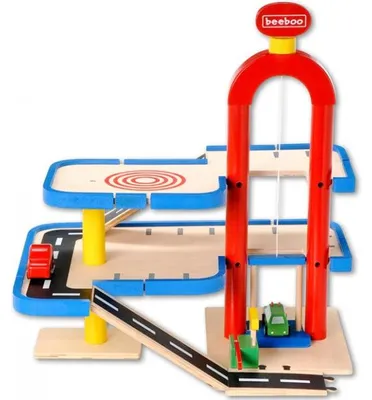 Image de Garage en bois / parking 3 étages + 2 voitures - jouet enfant