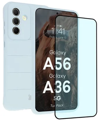 Produktbild von Robuste Handyhülle + gehärtetem Glas für Galaxy A36 5G / A56 5G, Bizon Tur Pack, Hellblau