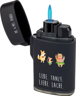Produktbild von Mr. & Mrs. Panda Feuerzeug Waldtiere Aloha - Schwarz - Geschenk, Igel, Bär, Musik, sturmfeuerzeug, Hase, Wald, Lustige Sprüche, zigarettenanzünder, Tanzen, Zünder