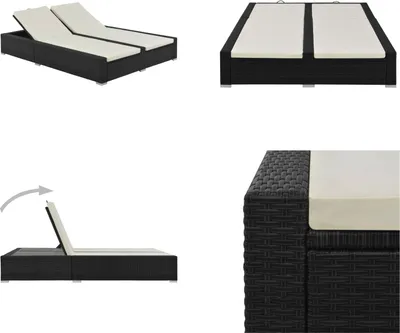 Produktbild von vidaXL Doppel Sonnenliege Poly Rattan Schwarz - Liege - Liegestühle - Rattan Sonnenliege - Rattan Sonnenliegen