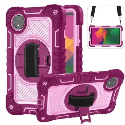 Immagine prodotto di Per Xiaomi Redmi Pad SE 8.7 Stand-Up Hybrid 360 gradi all'aperto con custodia per tablet con cinturino rosa / rosa