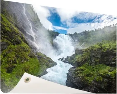 Produktbild von Gartenposter - 120x80 cm - Kjosfossen Wasserfall Foto  - Modernes Wandbilder - Natur