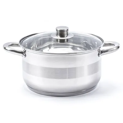 Produktbild von INDUKTION Edelstahl TOPF Gas mit Glasdeckel KOCHTOPF Suppentopf 5L