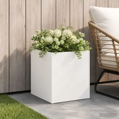 Produktbild von Maison Exclusive - Garten-Pflanzgefäß Weiß 45 x 45 x 45 cm Kaltgewalzter Stahl