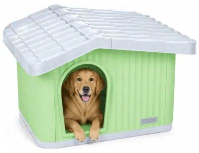 Produktbild von VOUNOT® Katzenhaus & Hundehütte Indoor Outdoor, Haustierhaus Winterfest und Wetterfest 75 x 63 x 51 cm, Grün