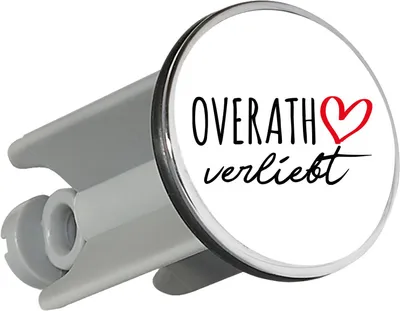 Produktbild von Huuraa Waschbeckenstöpsel Overath verliebt 4cm höhenverstellbar Abflussstopfen Geschenkidee