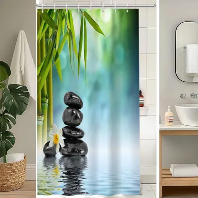 Imagen del producto de Cortina de ducha de poliéster, 120 x 200 cm, repelente al agua, resistente al moho, para el baño
