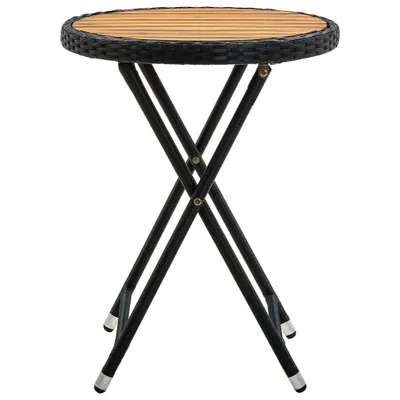 Produktbild von vidaXL Beistelltisch Schwarz 60 cm Poly Rattan und Massivholz Akazie