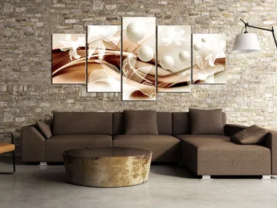 Produktbild von Akustikbild Abstrakt Blumen 200x100 cm Bilder Akustikschaum Hochleistungsschallabsorber Schallschutz Leinwand 5 tlg Wandbild Raumakustik Schalldämmung b-A-0226-b-o