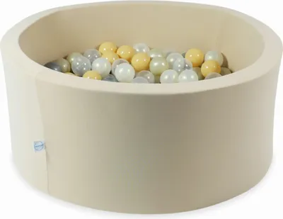 Produktbild von Bällebad 90x40 beige – Mit 300 Bällen / transparent, Meerjungfraueneffekt, Hellgold, Silber, Beige