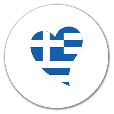 Produktbild von Huuraa Aufkleber Griechenland Flagge Herz 10cm rund Sticker Geschenkidee