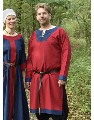 Image de Tunique médiévale Vallentin, rouge/bleu - Vêtements médiévaux hommes LARP Costumes médiévaux Déguisement Taille : M