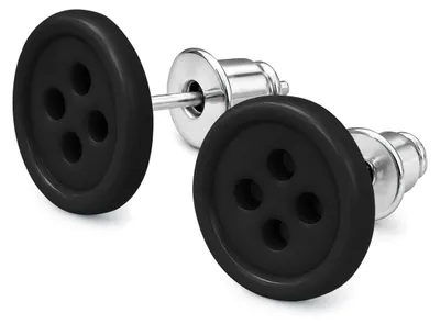Produktbild von Rockabilly Knopf Ohrstecker in verschiedenen Farben Retro Vintage Pin Up Ohrringe Handgefertigter Ohrschmuck Geschenk für Sie - Schwarz