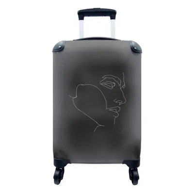 Produktbild von MuchoWow® Koffer Handgepäck Trolley Rollkoffer Kleine Reisekoffer mit 4 Rollen - Mann - Kopf - Abstrakt - Cabin Size < 55x40x23 cm & 55x40x20 cm - Fotokoffer - Kabinenkoffer - Boardgepäck - Reise-Box - Reisekoffer - Reisegepäck - Koffer mit Bild - Trolley für Kinder