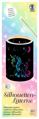 Bastelset Silhouetten-Laterne Einhorn, 15,3 cm, inkl. LED-Licht