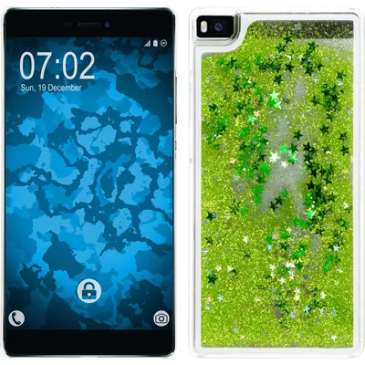 Produktbild von PhoneNatic Case kompatibel mit Huawei P8 - Hülle grün Stardust Hard-case + 2 Schutzfolien
