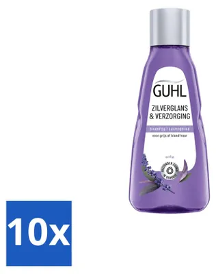 Imagen del producto de 10 champús Guhl Silberglanz & Pflege, 50 ml cada uno, pack económico, 10 unidades