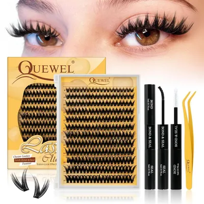 Produktbild von Wimpern Extensions Set mit Kleber, Pinzette und Remover für natürlichen Look