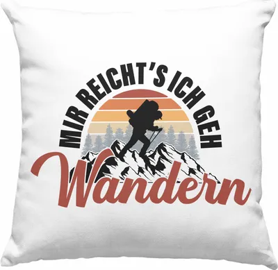 Produktbild von Trendation - Mir Reichts Ich Geh Wandern Deko-Kissen mit Füllung 40x40 Geschenk  Deko-Kissen mit Füllung 40x40 Wander Kaffeebecher Lustiger Sprüche Outdoor (Rosa)