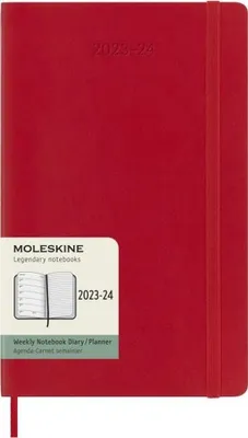 Produktbild von Moleskine 18 Monate Wochen Notizkalender 2023/2024, L/A5, 1 Wo = 1 Seite, Rechts Linierte Seite, Soft Cover, Scharlachrot