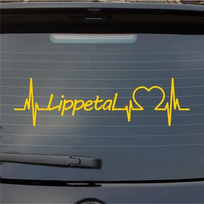 Produktbild von Heckscheibenaufkleber Lippetal Herzschlag Puls Gemeinde Liebe 55x15 cm Gelb Auto Aufkleber Sticker