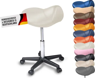 Produktbild von Sattelhocker, Sattelstuhl, Praxishocker - bequemes & ergonomisches Sitzen (Weiß)