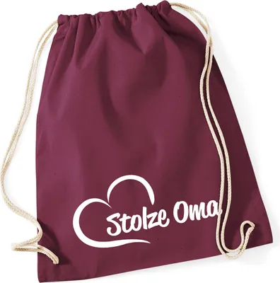 Produktbild von Huuraa Turnbeutel Stolze Oma Herz 12 Liter Burgundy Baumwolle Rucksack Geschenkidee