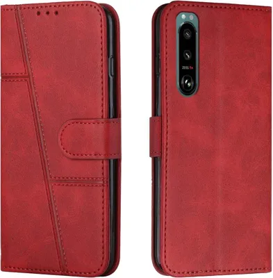 Produktbild von König Design Hülle kompatibel mit Sony Xperia 5 III Kunstleder Handyhülle - Handy Case Rot