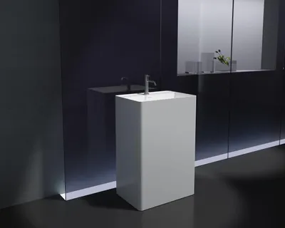 Produktbild von Freistehendes Waschbecken PB2022 - Mineralguss - Weiß matt - 60 x 42 x 90 cm