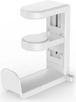 Zdjęcie produktu dla Wieszak na słuchawki z zaciskiem pod biurkiem 360 Obrotowy stojak na słuchawki z kablem USB Biały