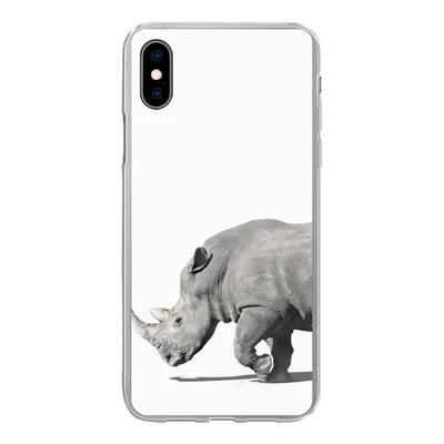 Produktbild von MuchoWow® Handyhülle Schutzhülle Hülle für iPhone Xs Rhinozeros - Tiere - Weiß Silikon Softcase Handy Hülle - Handytasche