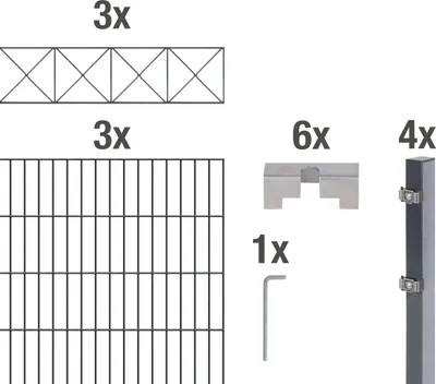 Produktbild von Alberts Doppelstabmattenzaun Nexus, Höhe 100 cm, Länge 6 m, 2 m Matte, anthrazit, zum Einbetonieren