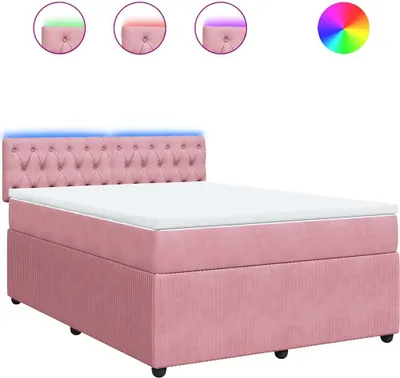 Produktbild von vidaXL Boxspringbett mit Matratze Rosa 140x200 cm Samt