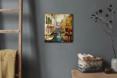 Produktbild von Coloray Hodiny Unikátní 30x30 cm  Tiché hodiny Pro obývací pokoj a kuchyň Nástěnné hodiny Plátno Bílé ručičky hodin - Město lodí
