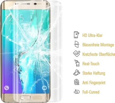 Produktbild von 4x Panzerfolie für Samsung Galaxy S6 Edge FULL COVER Displayschutzfolie HD KLAR