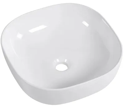 Obrázok produktu pre sklokeramikaO – Keramické umývadlo Sano – na dosku – biela lesklá – 42,5 × 42,5 cm