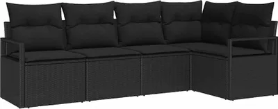 Immagine prodotto di vidaXL Set di divani 5 pezzi in polirattan nero