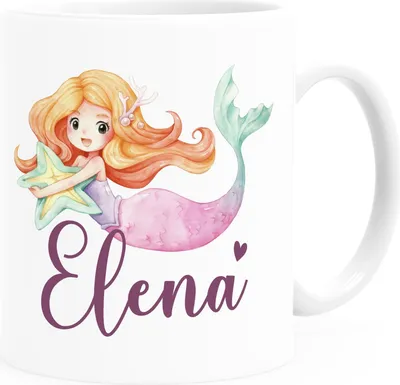 Produktbild von Kindertasse Meerjungfrau personalisierte Namenstasse aus Keramik Geschenke für Kinder Mädchen SpecialMe® weiß Keramik-Tasse