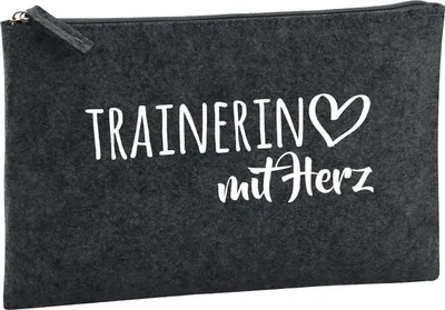 Produktbild von Huuraa Kulturbeutel Trainerin mit Herz 1 Liter Charcoal Filz Kosmetiktasche Geschenkidee