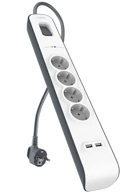 Productafbeelding van Belkin Surge Plus overspanningsbeveiliging, 4-voudig, inclusief 2 x USB-poorten, 2,4A