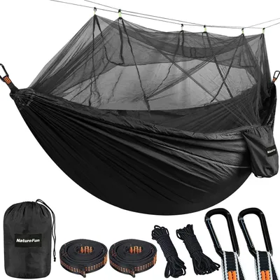Produktbild von Famanu Campinghängematte mit Insektenschutz - 300 x 200 cm, 300 kg Tragkraft, atmungsaktiv, schnelltrocknend