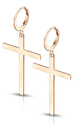 Produktbild von Kreuz Ohrringe: Edelstahl Creolen Ohrhänger Rose Gold